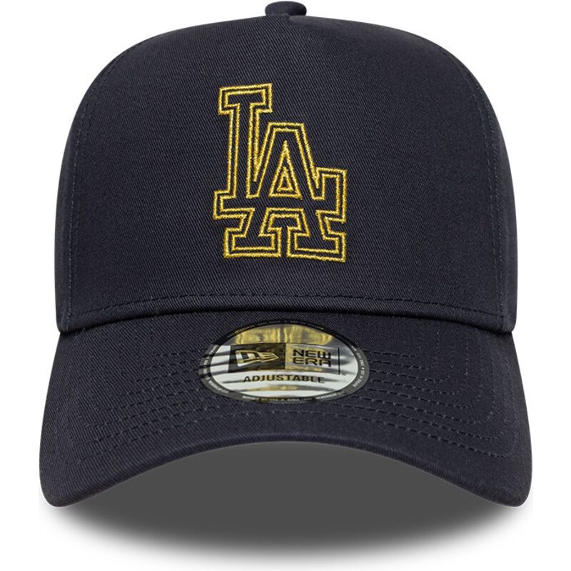 cappello-curvo-blu-marino-snapback-9forty-dorado-e-frame-metallic-outline-dei-los-angeles-dodgers-mlb-di-new-era