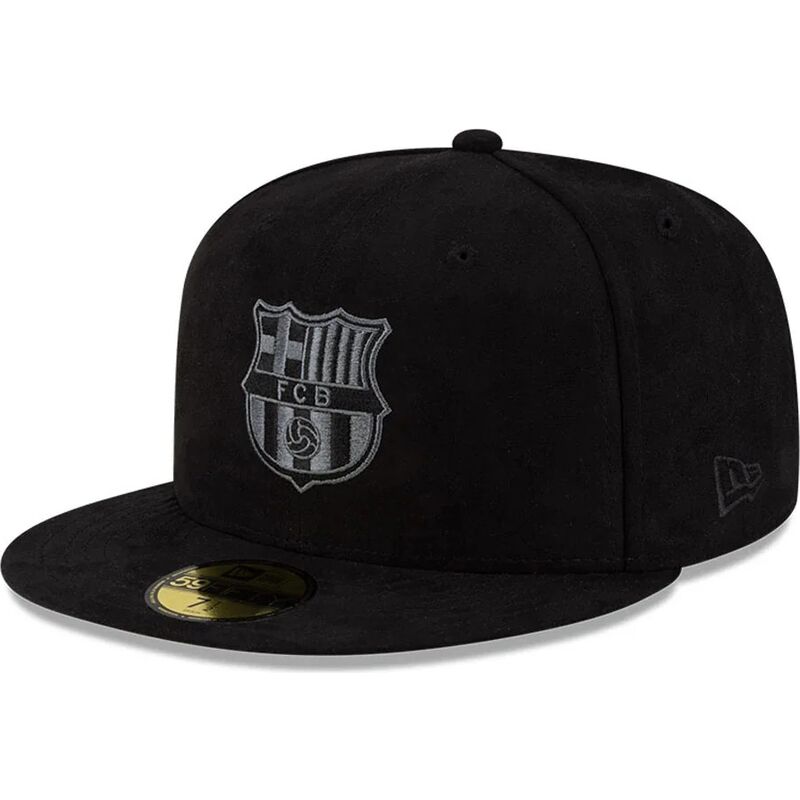 cappello-piatto-nero-chiuso-con-logo-nero-del-fc-barcelona-laliga-59fifty-mes-que-un-club-di-new-era