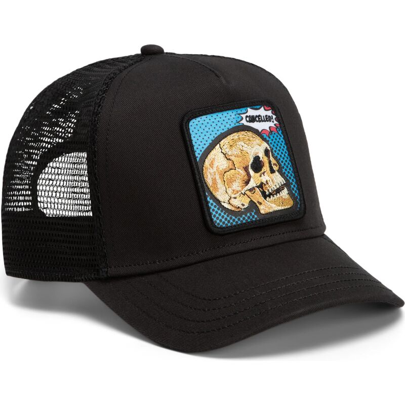 cappello-curvo-nero-snapback-cancelled-skull-pop-art-strikes-back-the-farm-goorin-bros