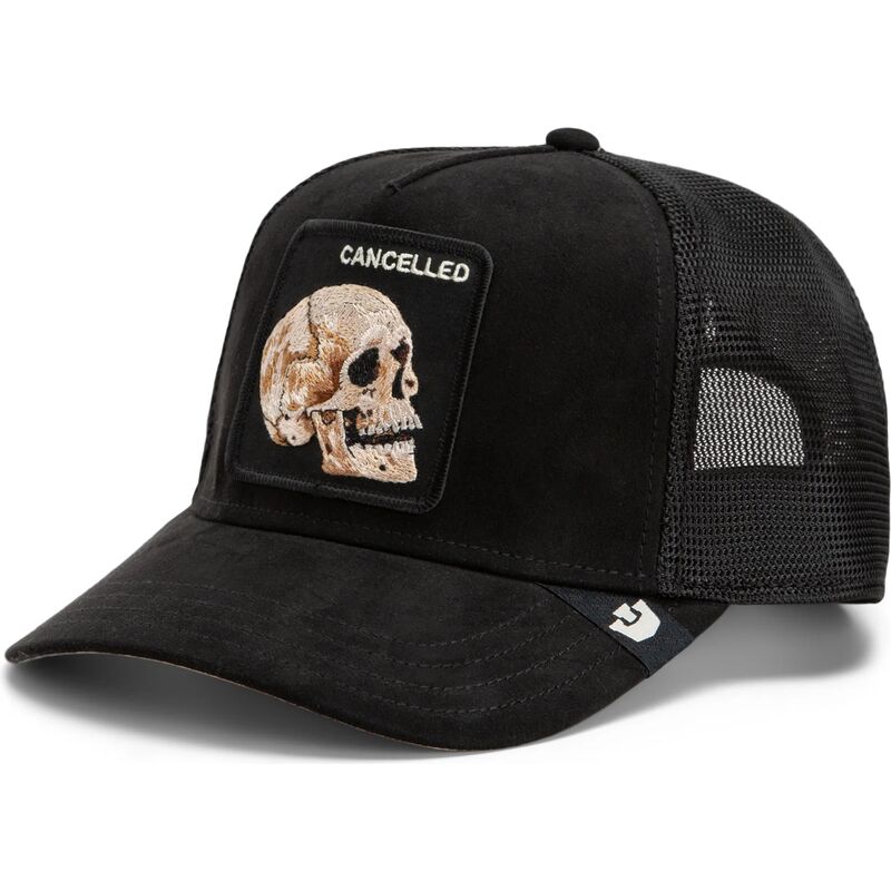 cappello-curvo-nero-snapback-suede-cancelled-skull-microsuede-the-farm-goorin-bros cappello-curvo-nero-snapback-suede-cancelled-skull-microsuede-the-farm-goorin-bros