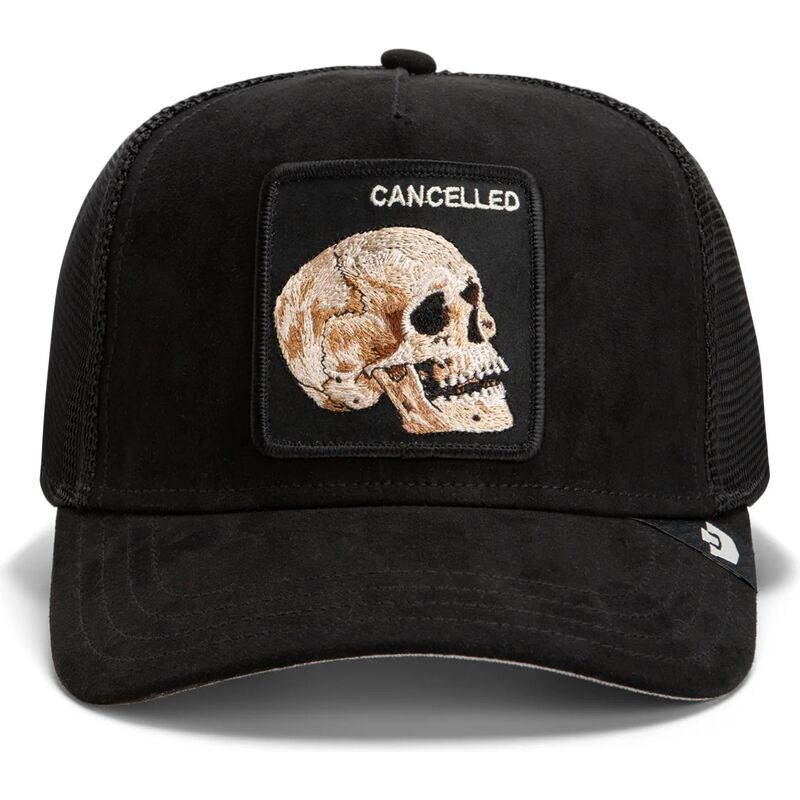 cappello-curvo-nero-snapback-suede-cancelled-skull-microsuede-the-farm-goorin-bros cappello-curvo-nero-snapback-suede-cancelled-skull-microsuede-the-farm-goorin-bros