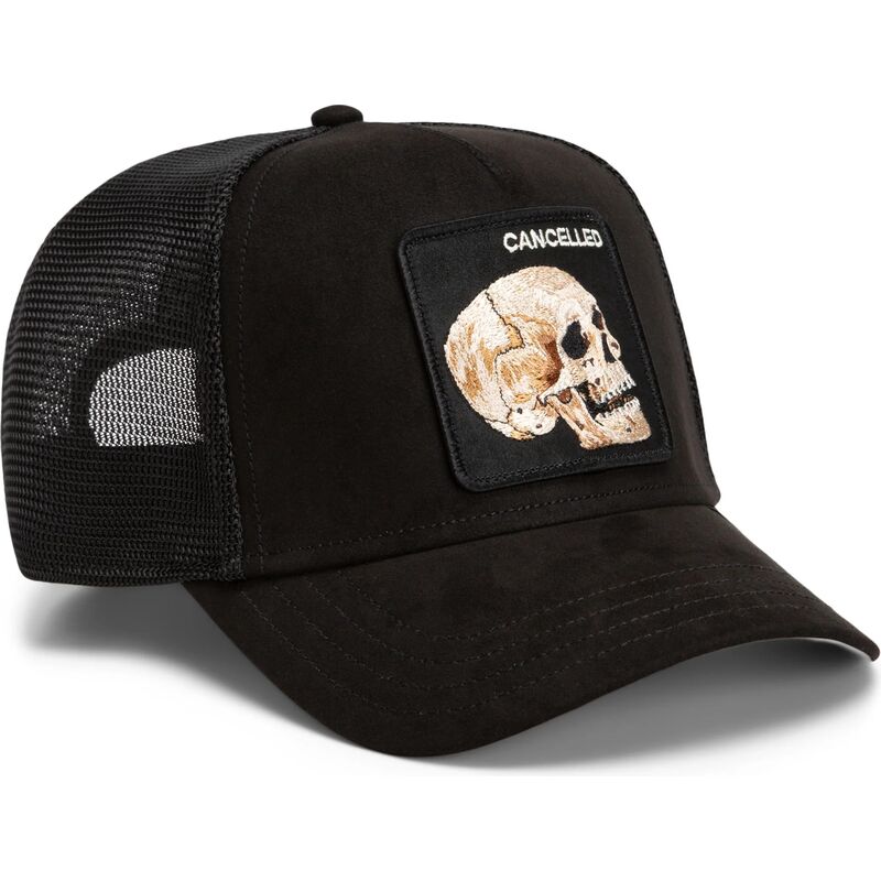cappello-curvo-nero-snapback-suede-cancelled-skull-microsuede-the-farm-goorin-bros cappello-curvo-nero-snapback-suede-cancelled-skull-microsuede-the-farm-goorin-bros
