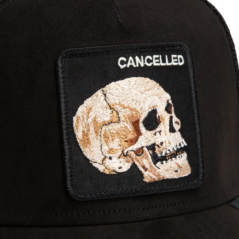 cappello-curvo-nero-snapback-suede-cancelled-skull-microsuede-the-farm-goorin-bros cappello-curvo-nero-snapback-suede-cancelled-skull-microsuede-the-farm-goorin-bros