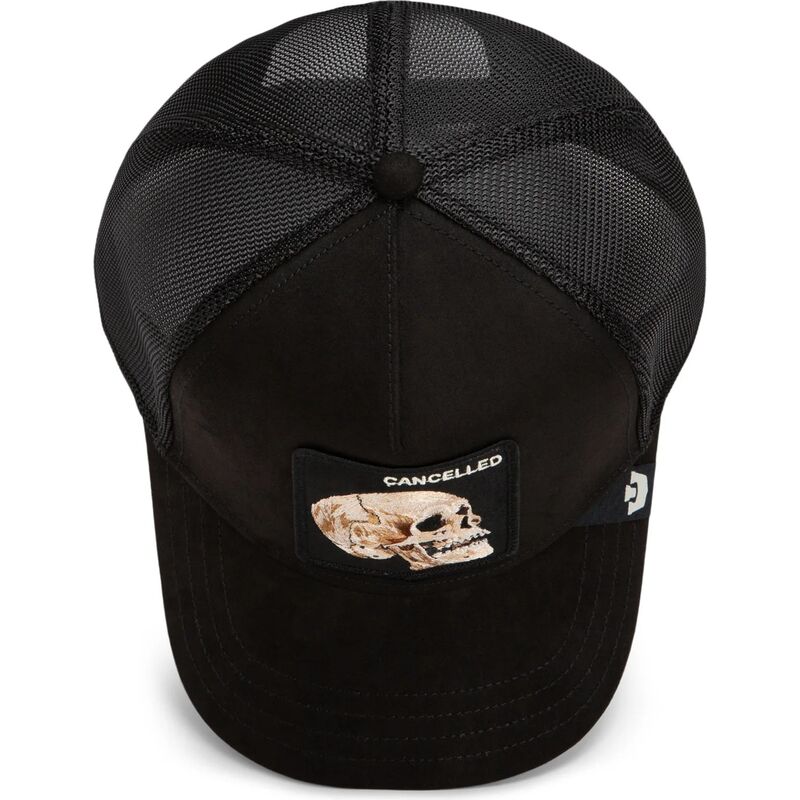 cappello-curvo-nero-snapback-suede-cancelled-skull-microsuede-the-farm-goorin-bros cappello-curvo-nero-snapback-suede-cancelled-skull-microsuede-the-farm-goorin-bros