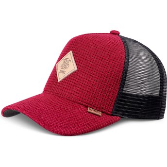 Cappello curvo rosso snapback HFT Knitted Fab di Djinns
