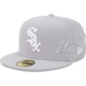 cappello-piatto-grigio-aderente-59fifty-side-script-dei-chicago-white-sox-mlb-di-new-era