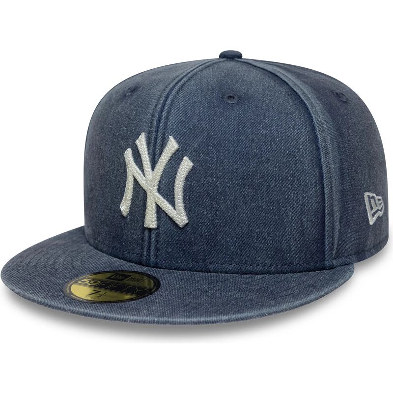 cappello-piatto-blu-marino-aderente-59fifty-washed-dei-new-york-yankees-mlb-di-new-era