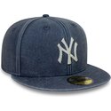 cappello-piatto-blu-marino-aderente-59fifty-washed-dei-new-york-yankees-mlb-di-new-era