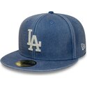 cappello-piatto-blu-aderente-59fifty-washed-dei-los-angeles-dodgers-mlb-di-new-era