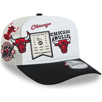 Cappello curvo bianco snapback Hardwood Classics 9FIFTY A Frame Precurved dei Chicago Bulls NBA di New Era