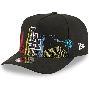 Cappello curvo nero snapback 9FIFTY A Frame Precurved Skyline dei Los Angeles Dodgers MLB di New Era