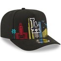 cappello-curvo-nero-snapback-9fifty-a-frame-precurved-skyline-dei-los-angeles-dodgers-mlb-di-new-era