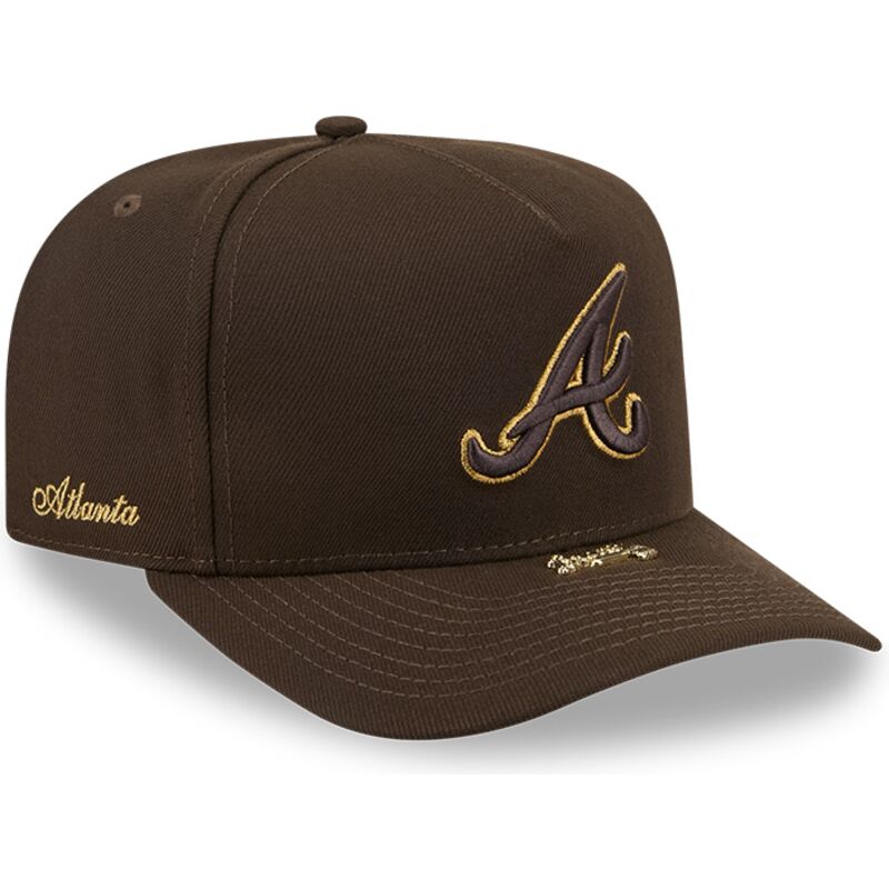 cappello-curvo-marrone-snapback-9fifty-a-frame-precurved-visor-pin-dei-atlanta-braves-mlb-di-new-era