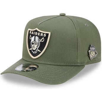 Cappello curvo verde snapback 9FIFTY A Frame Precurved Side Pin dei Las Vegas Raiders NFL di New Era