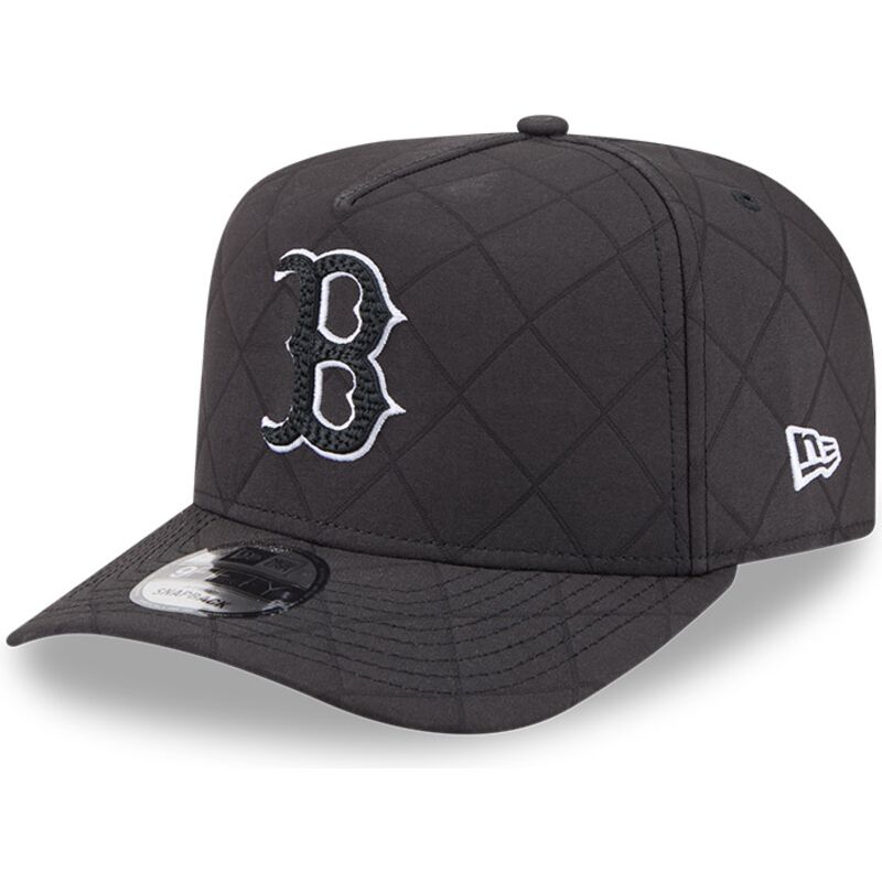 cappello-curvo-nero-snapback-9fifty-a-frame-precurved-checkered-dei-boston-red-sox-mlb-di-new-era