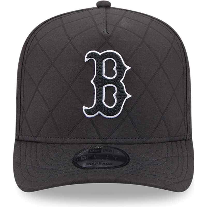 cappello-curvo-nero-snapback-9fifty-a-frame-precurved-checkered-dei-boston-red-sox-mlb-di-new-era