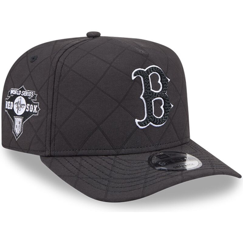 cappello-curvo-nero-snapback-9fifty-a-frame-precurved-checkered-dei-boston-red-sox-mlb-di-new-era