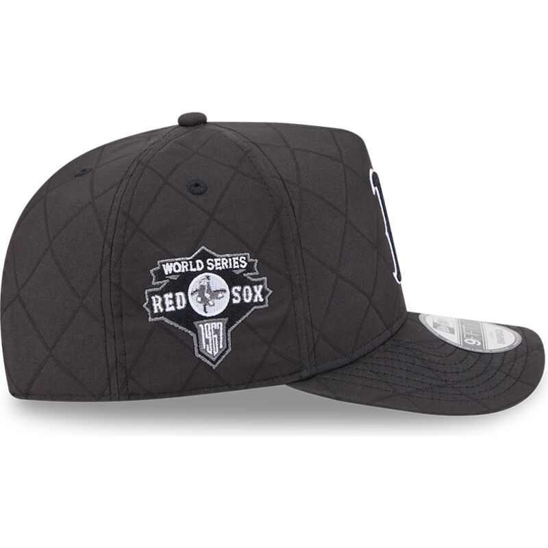 cappello-curvo-nero-snapback-9fifty-a-frame-precurved-checkered-dei-boston-red-sox-mlb-di-new-era