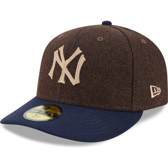 Cappello curvo marrone aderente 59FIFTY Precurved dei New York Yankees MLB di New Era