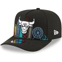 cappello-curvo-nero-snapback-9fifty-a-frame-precurved-skyline-dei-chicago-bulls-nba-di-new-era