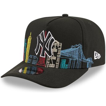 Cappello curvo nero snapback 9FIFTY A Frame Precurved Skyline dei New York Yankees MLB di New Era