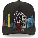 cappello-curvo-nero-snapback-9fifty-a-frame-precurved-skyline-dei-new-york-yankees-mlb-di-new-era