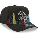 cappello-curvo-nero-snapback-9fifty-a-frame-precurved-skyline-dei-new-york-yankees-mlb-di-new-era