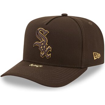 Cappello curvo marrone snapback 9FIFTY A Frame Precurved Visor Pin dei Chicago White Sox MLB di New Era