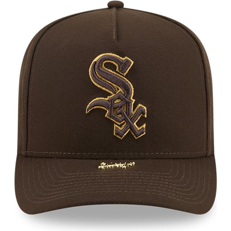cappello-curvo-marrone-snapback-9fifty-a-frame-precurved-visor-pin-dei-chicago-white-sox-mlb-di-new-era