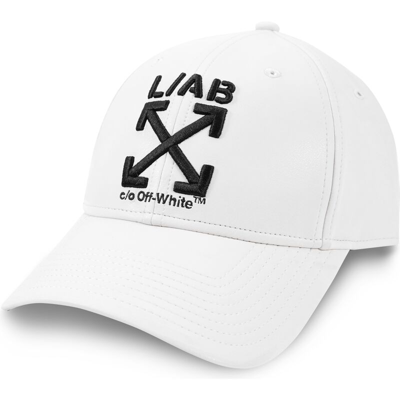 cappello-curvo-bianco-cinghia-regolabile-clamp-arrows-pu-leather-di-l-ab-c-o-off-white