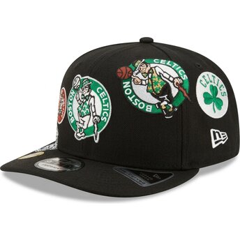 Cappello curvo nero snapback 9FIFTY A Frame Precurved Multi Patch dei Boston Celtics NBA di New Era