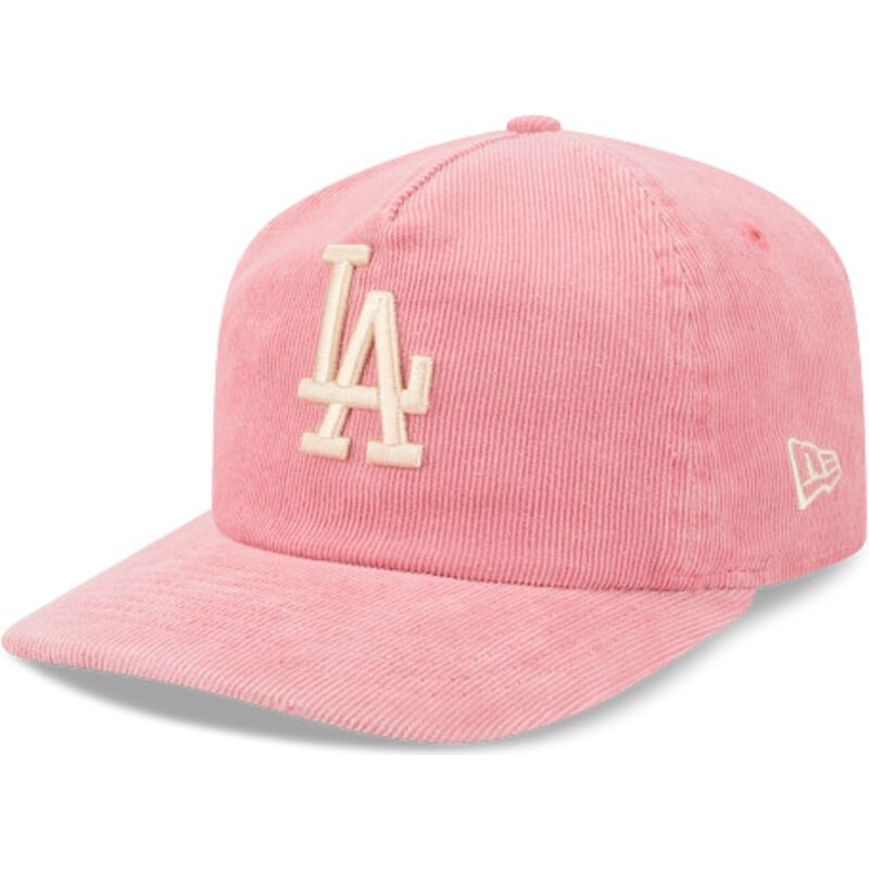 cappello-curvo-rosa-cinghia-regolabile-19twenty-precurved-corduroy-pastel-dei-los-angeles-dodgers-mlb-di-new-era