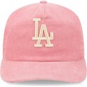 cappello-curvo-rosa-cinghia-regolabile-19twenty-precurved-corduroy-pastel-dei-los-angeles-dodgers-mlb-di-new-era
