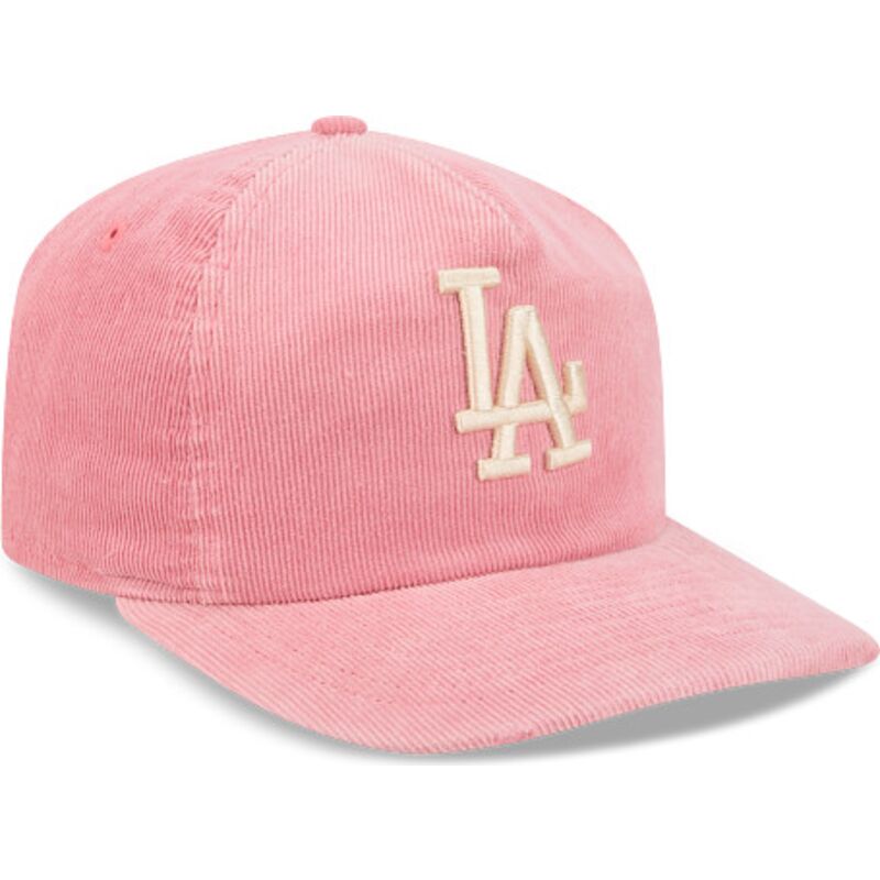 cappello-curvo-rosa-cinghia-regolabile-19twenty-precurved-corduroy-pastel-dei-los-angeles-dodgers-mlb-di-new-era