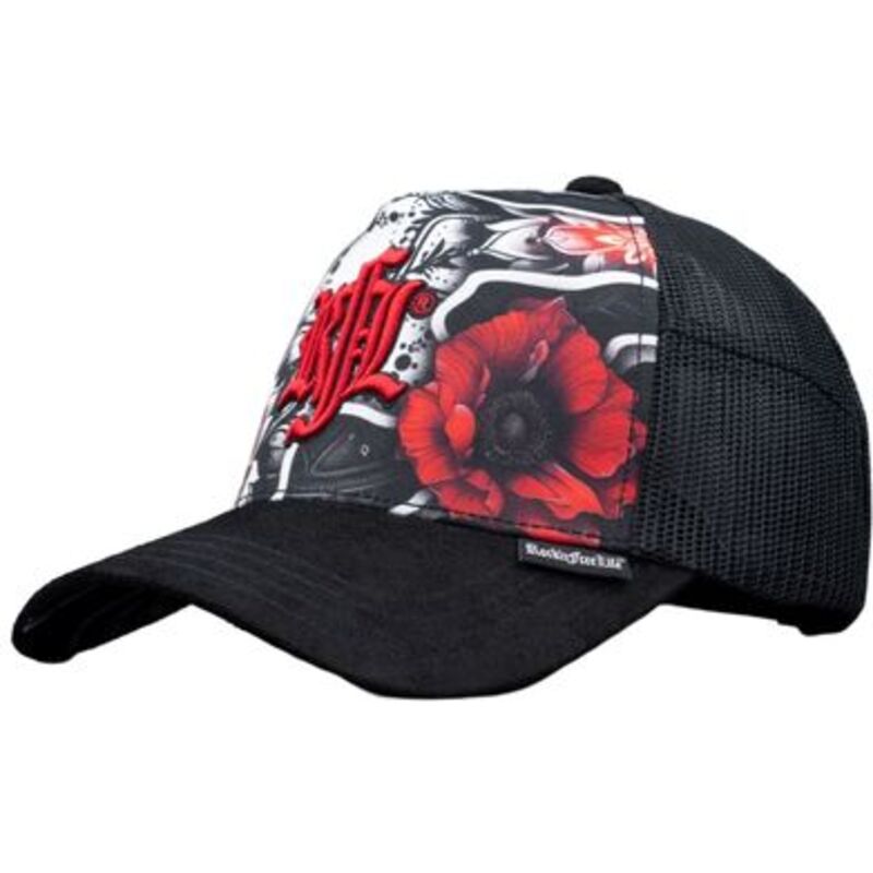 cappello-curvo-nero-snapback-n237-flower-di-rocknfreelife