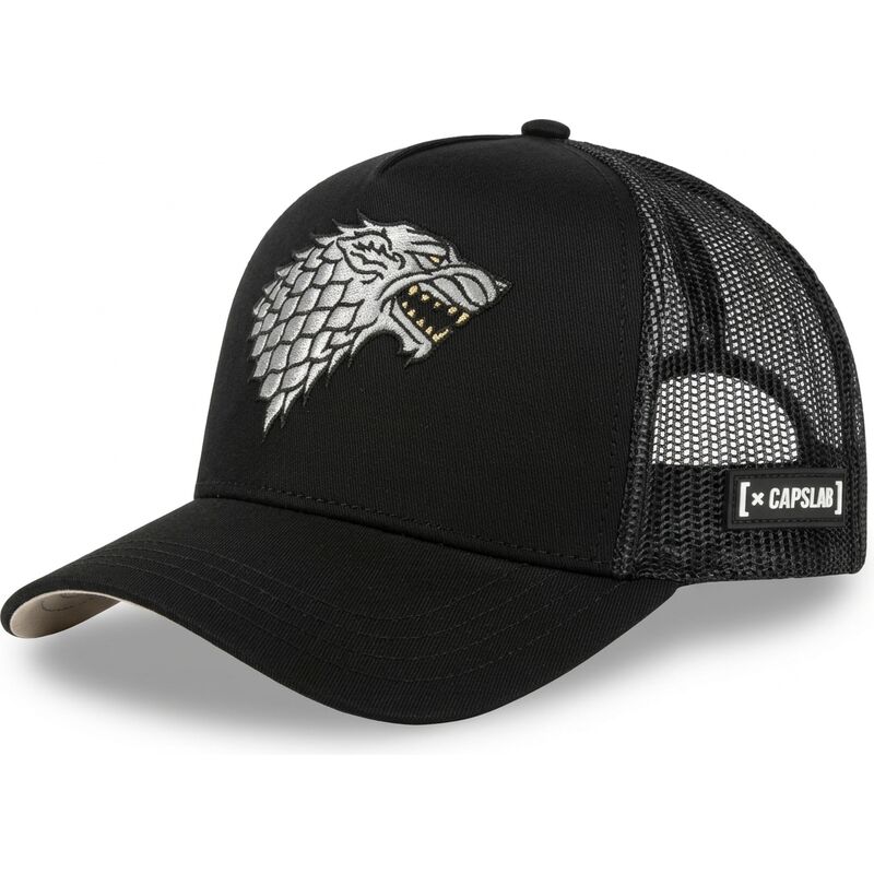 cappello-curvo-nero-snapback-got2-sta-casata-stark-gioco-di-troni-di-capslab cappello-curvo-nero-snapback-got2-sta-casata-stark-gioco-di-troni-di-capslab