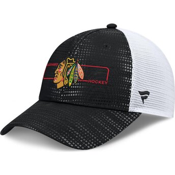 Cappello curvo nero snapback Structured Meshback dei Chicago Blackhawks NHL di Fanatics