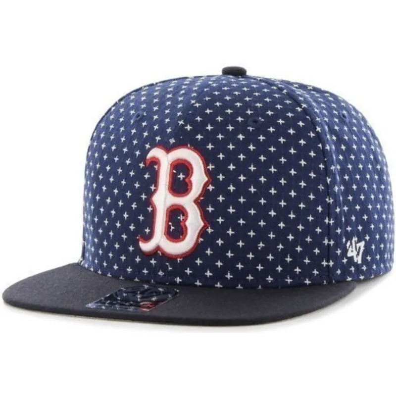 cappelli-piatta-blu-marino-snapback-estampado-de-cruces-dei-boston-red-sox-mlb-di-47-brand