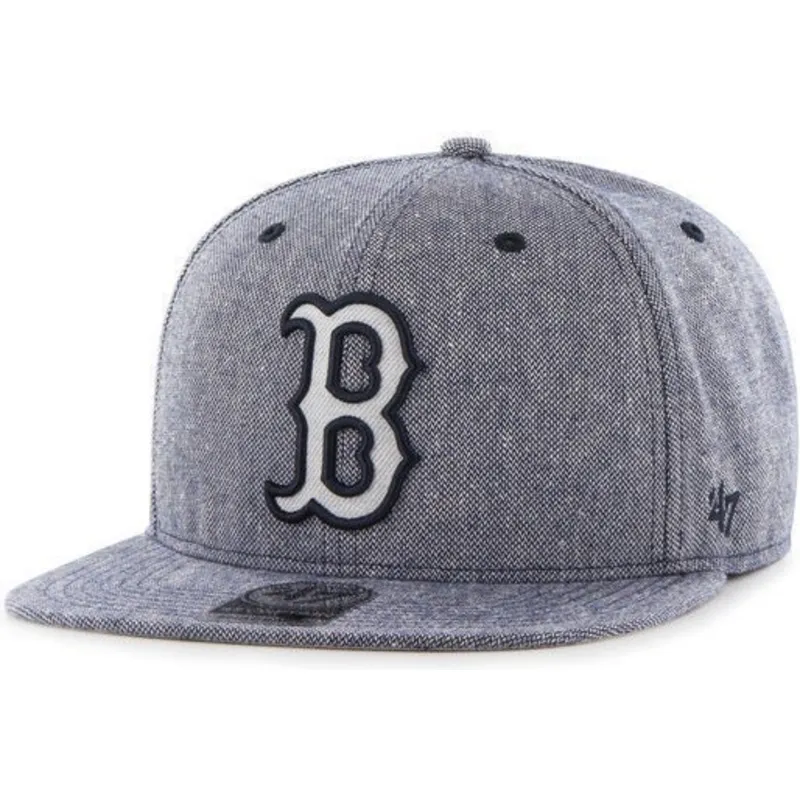 cappelli-piatta-blu-marino-snapback-tejido-vaquero-dei-boston-red-sox-mlb-di-47-brand