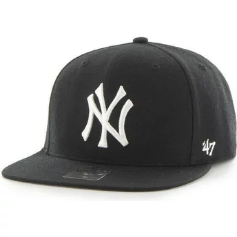 Cappellino visiera piatta nero snapback tinta unita di MLB New York Yankees di 47 Brand