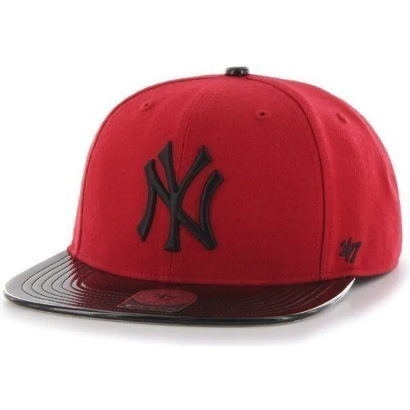 cappelli-piatta-rosso-snapback-brillante-dei-new-york-yankees-mlb-di-47-brand