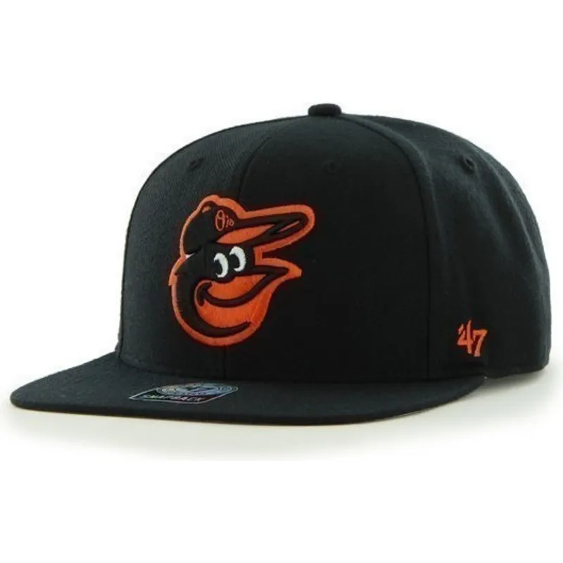 cappelli-piatta-nero-snapback-lisa-lateral-dei-baltimore-orioles-mlb-di-47-brand