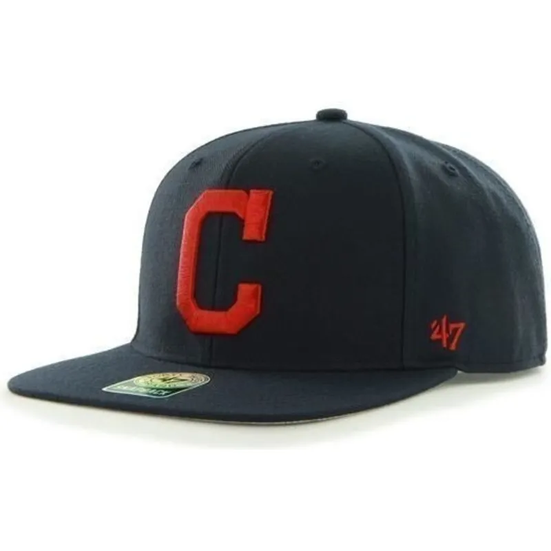 cappelli-piatta-blu-marino-snapback-lisa-lateral-dei-cleveland-indians-mlb-di-47-brand