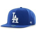 cappellino-visiera-piatta-blu-snapback-tinta-unita-con-logo-laterale-di-mlb-los-angeles-dodgers-di-47-brand