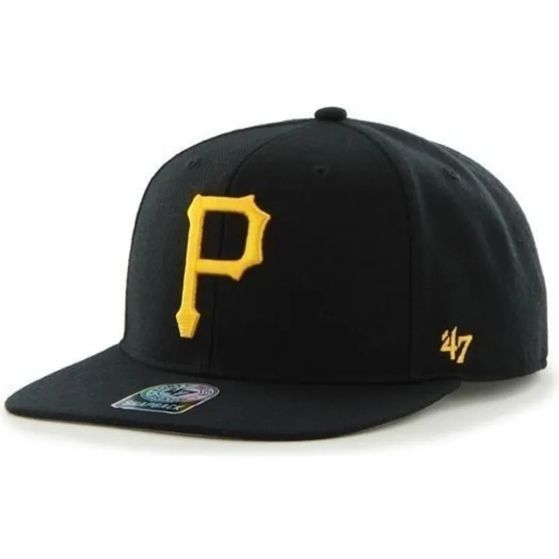 cappelli-piatta-nero-snapback-lisa-lateral-dei-pittsburgh-pirates-mlb-di-47-brand cappelli-piatta-nero-snapback-lisa-lateral-dei-pittsburgh-pirates-mlb-di-47-brand