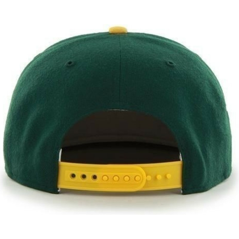 cappellino-visiera-piatta-verde-snapback-tinta-unita-con-logo-laterale-di-mlb-oakland-athletics-di-47-brand