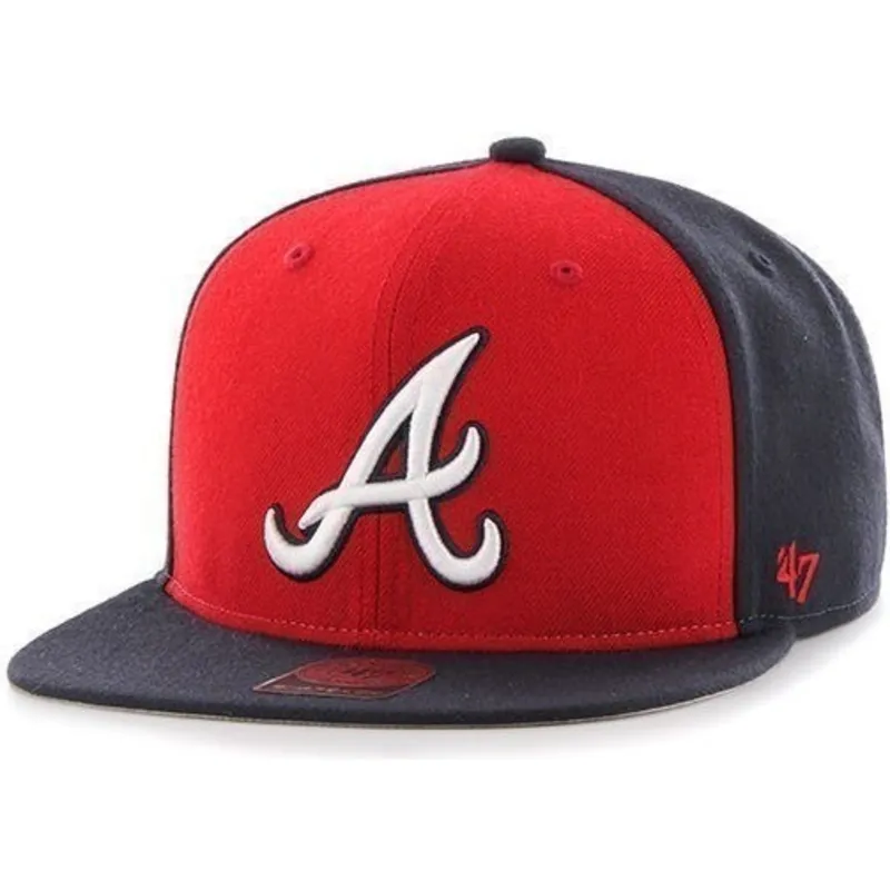 cappelli-piatta-blu-marino-snapback-liso-lateral-dei-atlanta-braves-mlb-di-47-brand