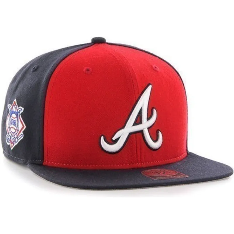cappelli-piatta-blu-marino-snapback-liso-lateral-dei-atlanta-braves-mlb-di-47-brand