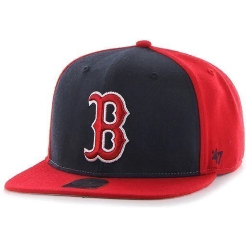 cappelli-piatta-rosso-snapback-lisa-lateral-dei-boston-red-sox-mlb-di-47-brand