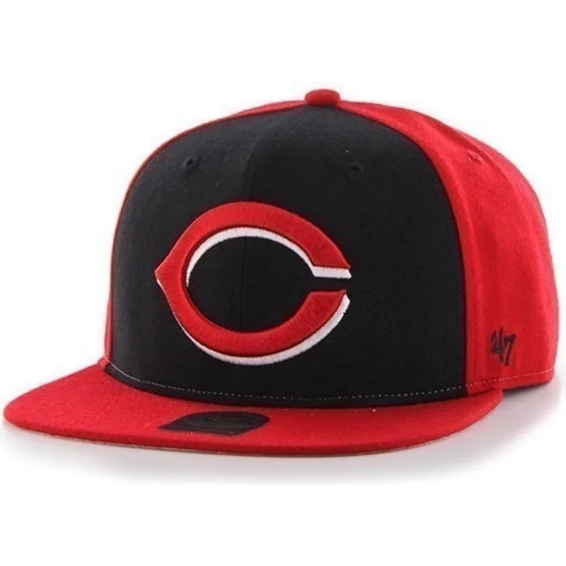 cappelli-piatta-rosso-snapback-lisa-lateral-dei-cincinnati-reds-mlb-di-47-brand